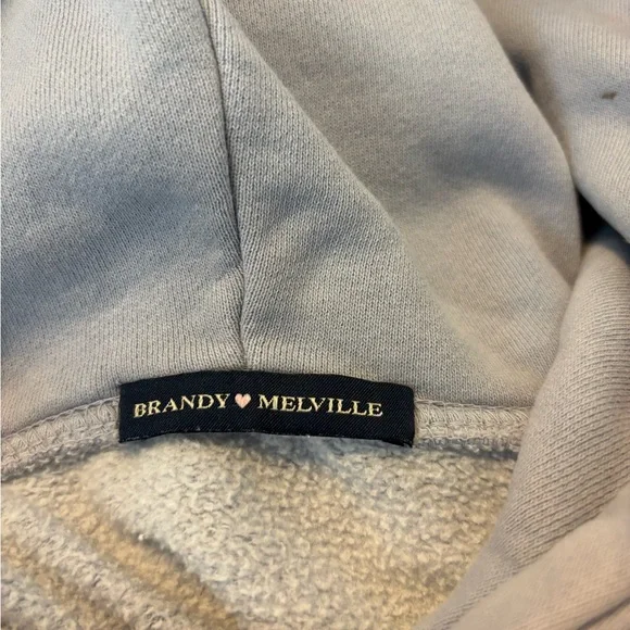 Brandy Melville Blue and White Pullover Hoodie - Picture 2 of 4